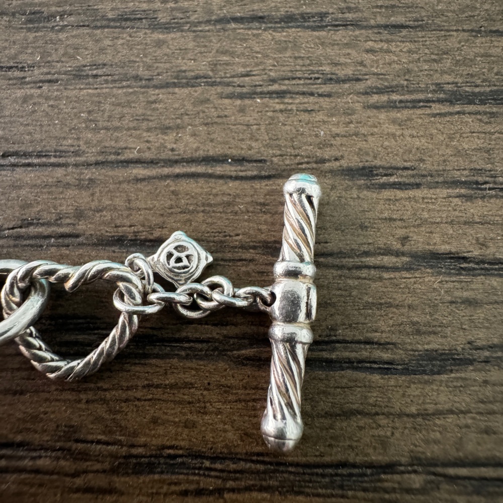 Authentic David Yurman .925 Sterling Silver 750 18K Gold Heart Toggle Bracelet - Picture 5 of 11